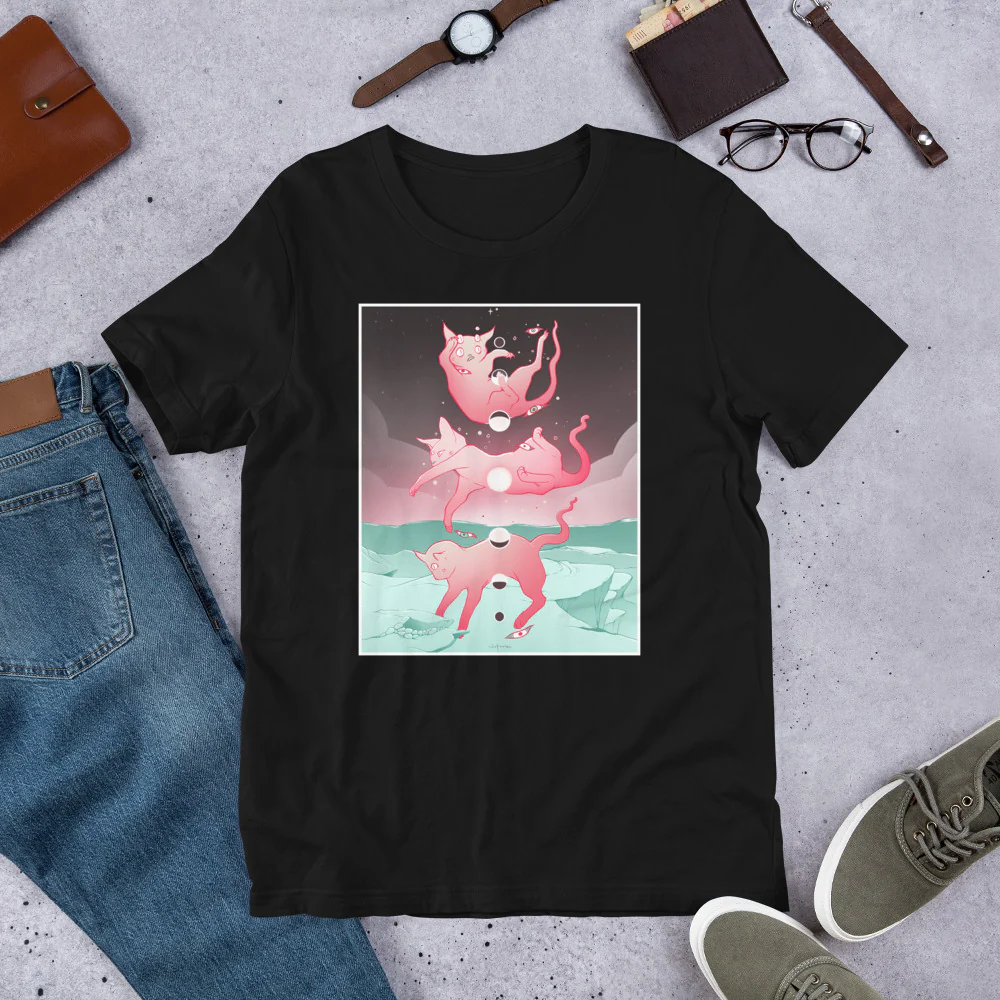 Cat Phases, Unisex T-Shirt, Black Or White - Image 5