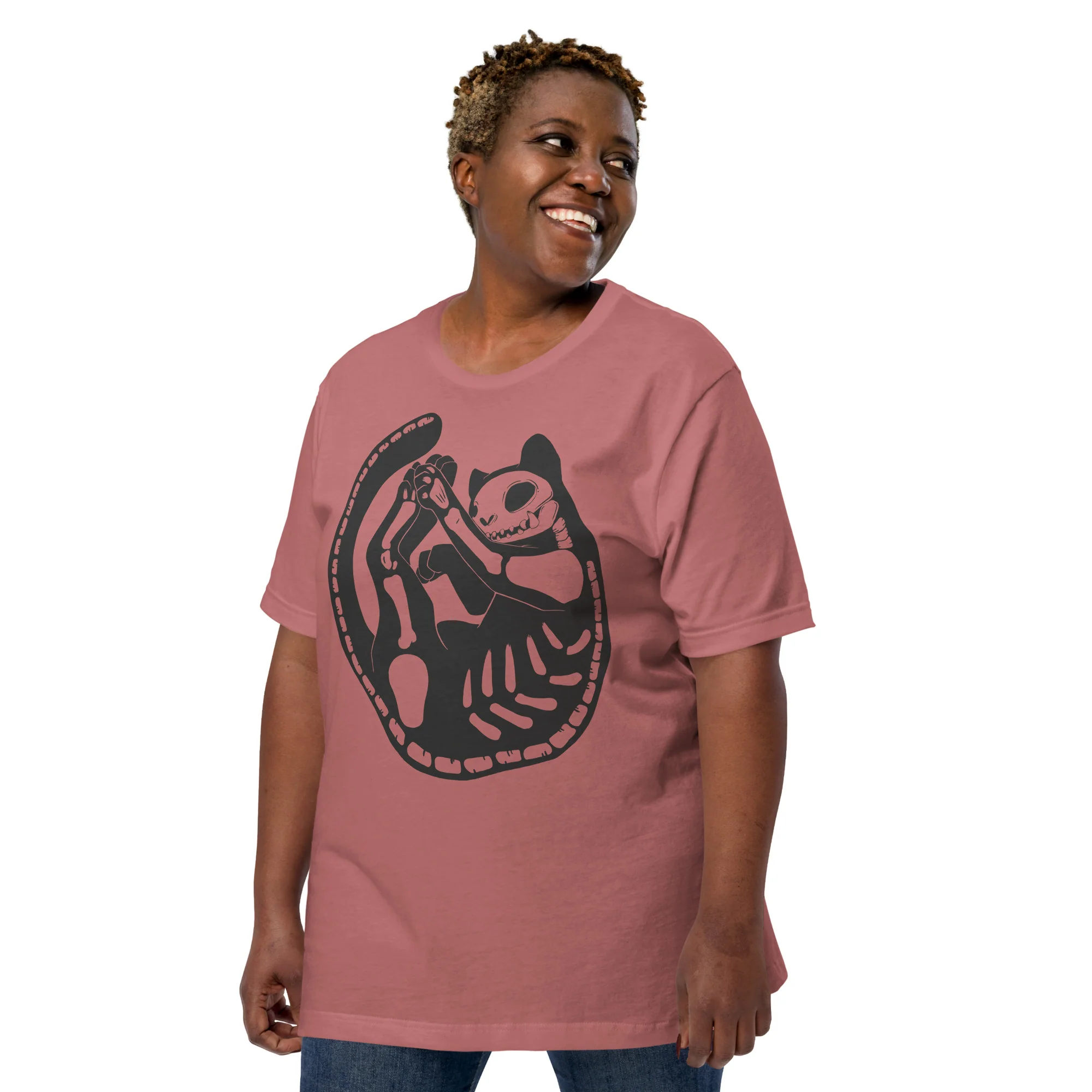 Cat Skeleton, Unisex T-Shirt - Image 4