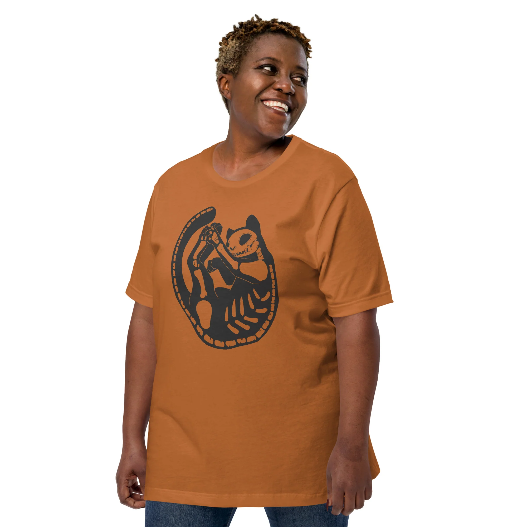 Cat Skeleton, Unisex T-Shirt - Image 6