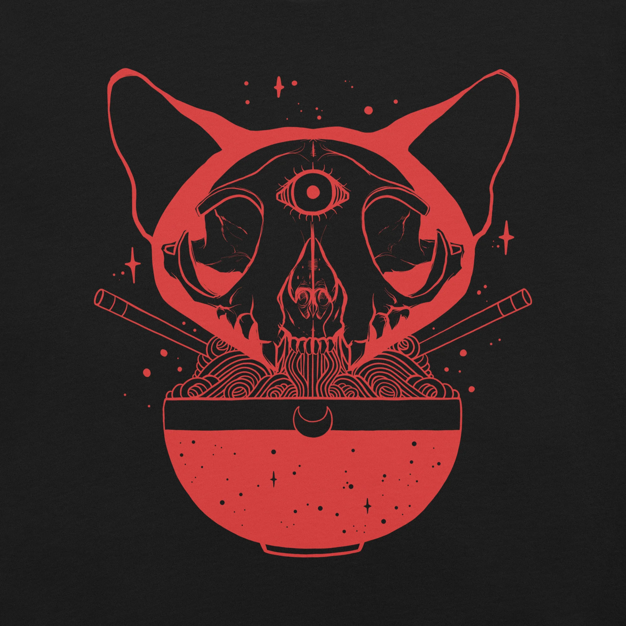 Cat Skull Ramen, Unisex T-Shirt - Image 2
