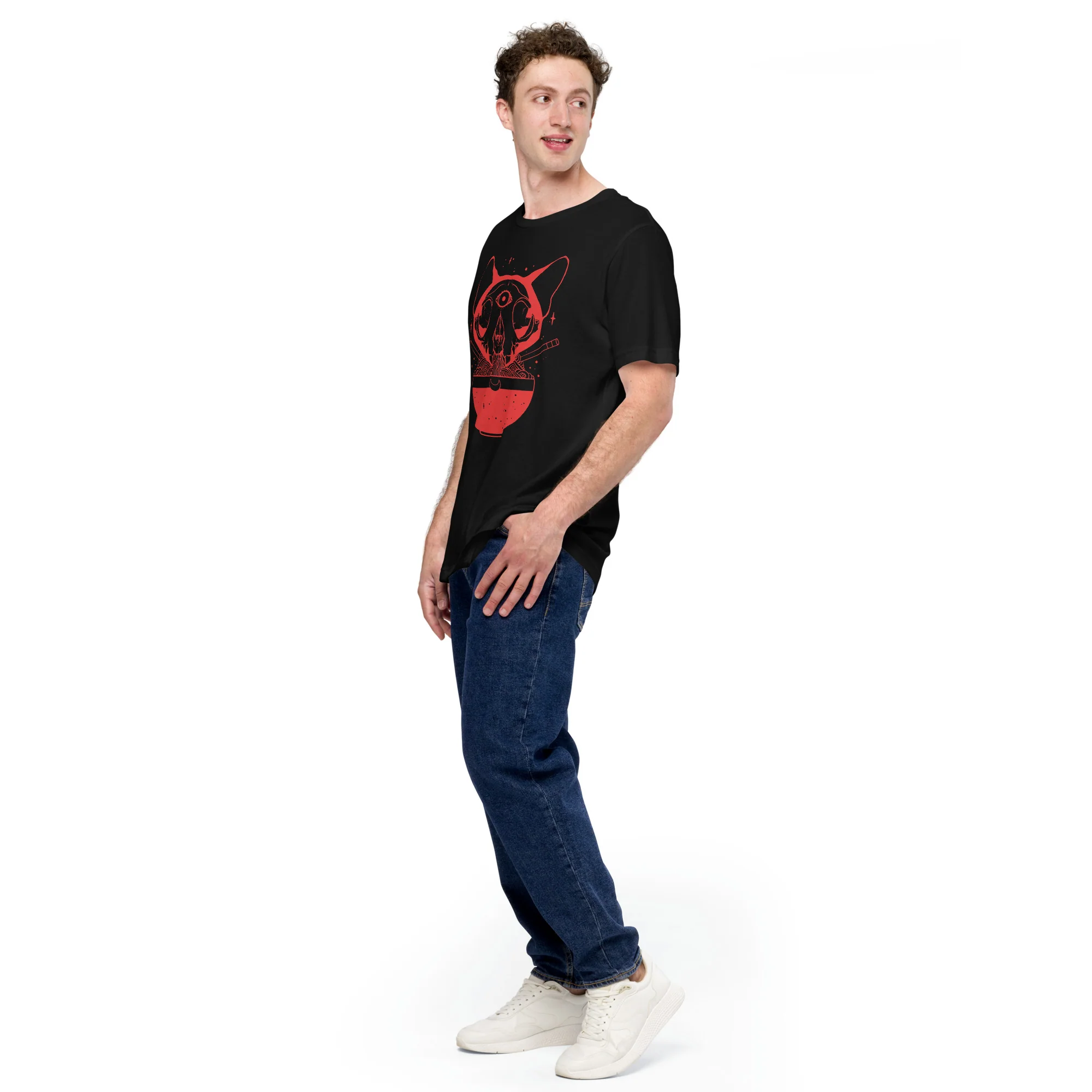 Cat Skull Ramen, Unisex T-Shirt - Image 6