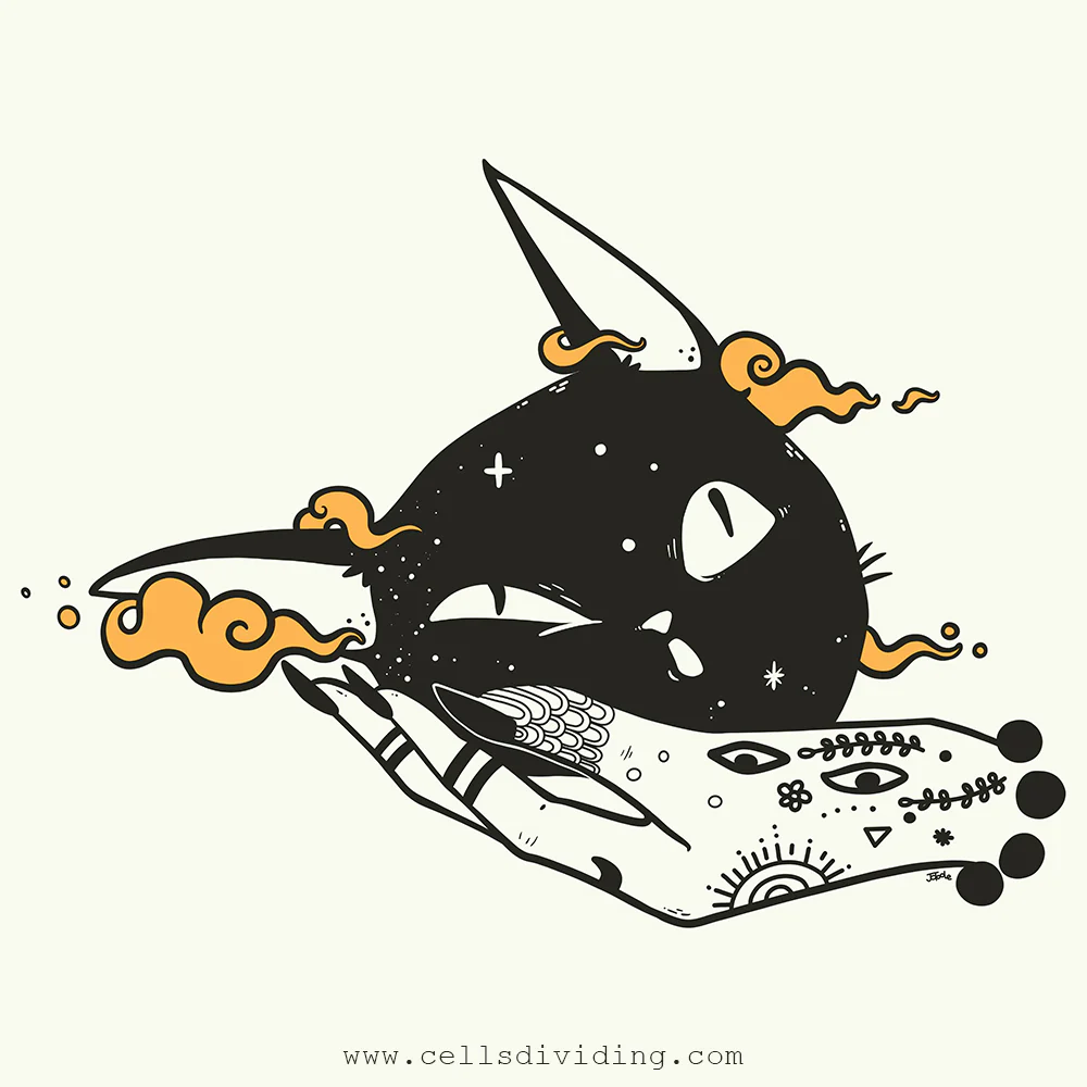 Black Cat Witch Hand, Unisex T-Shirt, White - Image 4