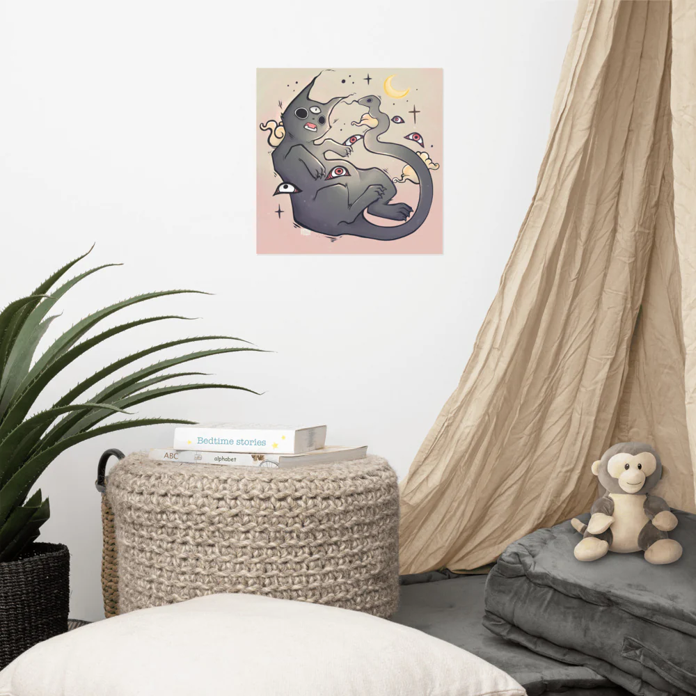 Cat With Snake Tail, Matte Art Print Poster - Image 10