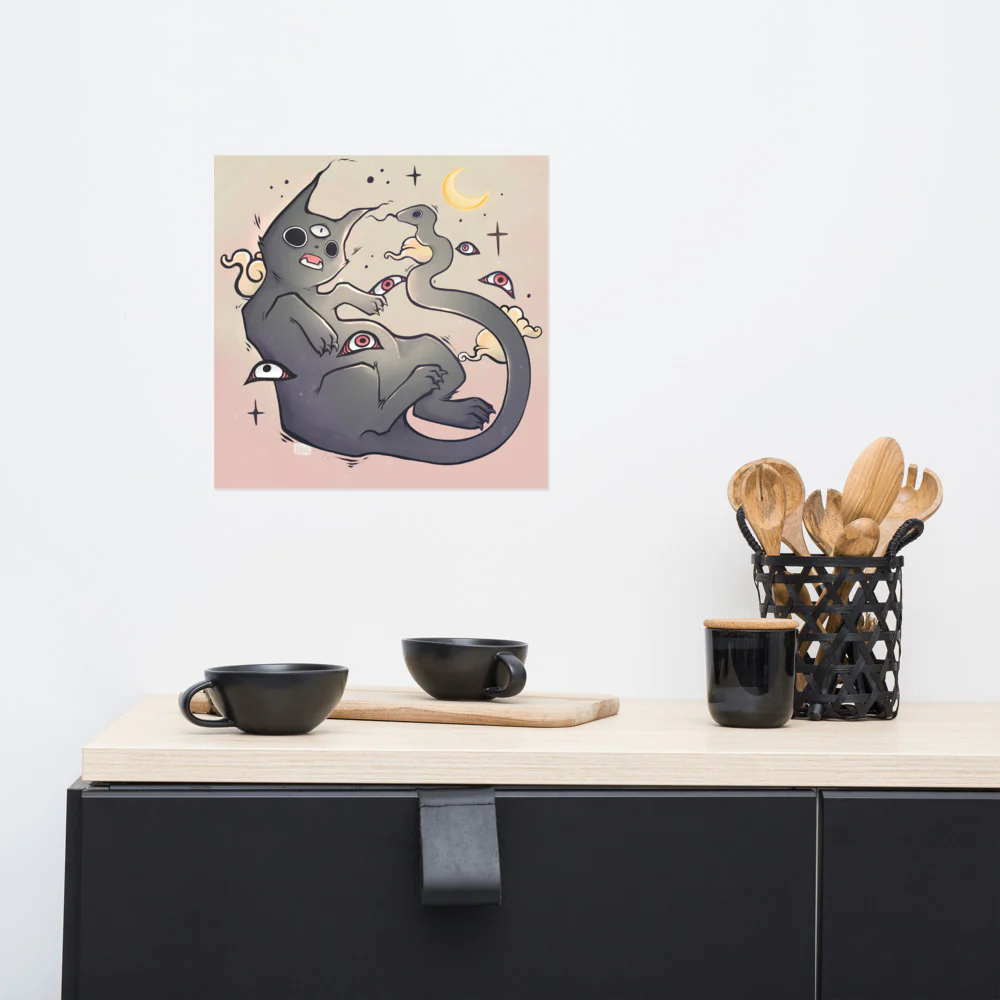 Cat With Snake Tail, Matte Art Print Poster - Image 11