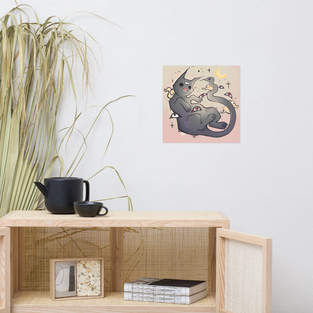 Cat With Snake Tail, Matte Art Print Poster - Image 12