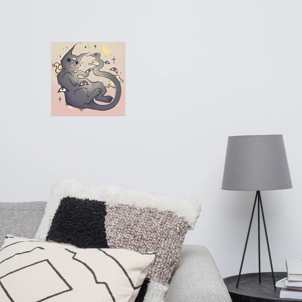 Cat With Snake Tail, Matte Art Print Poster - Image 13