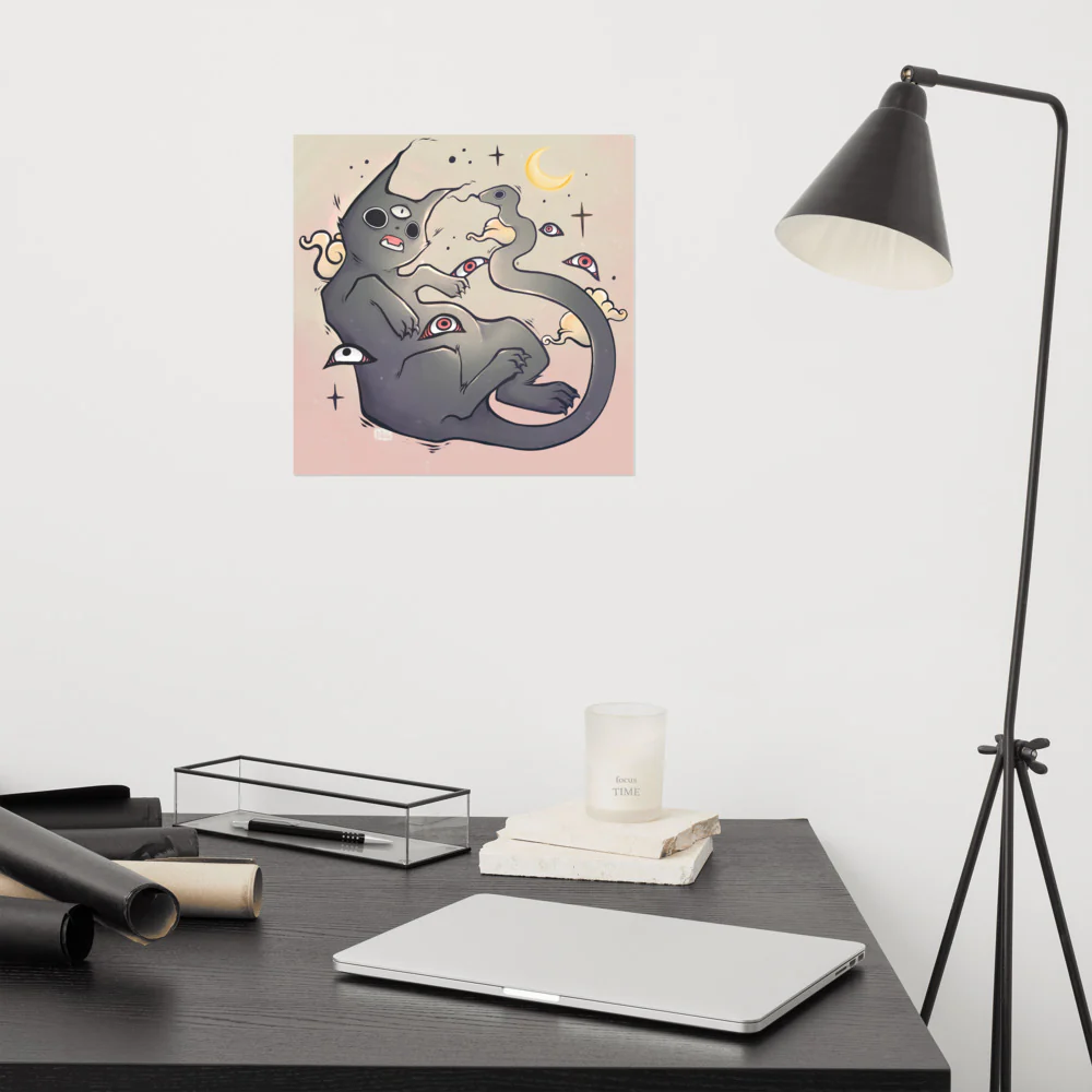 Cat With Snake Tail, Matte Art Print Poster - Image 14