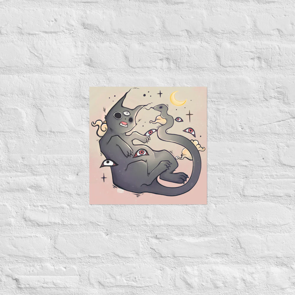 Cat With Snake Tail, Matte Art Print Poster - Image 15