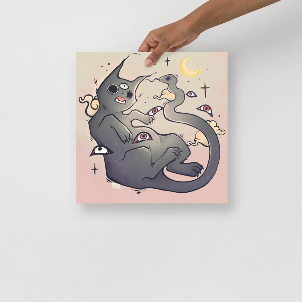 Cat With Snake Tail, Matte Art Print Poster - Image 16