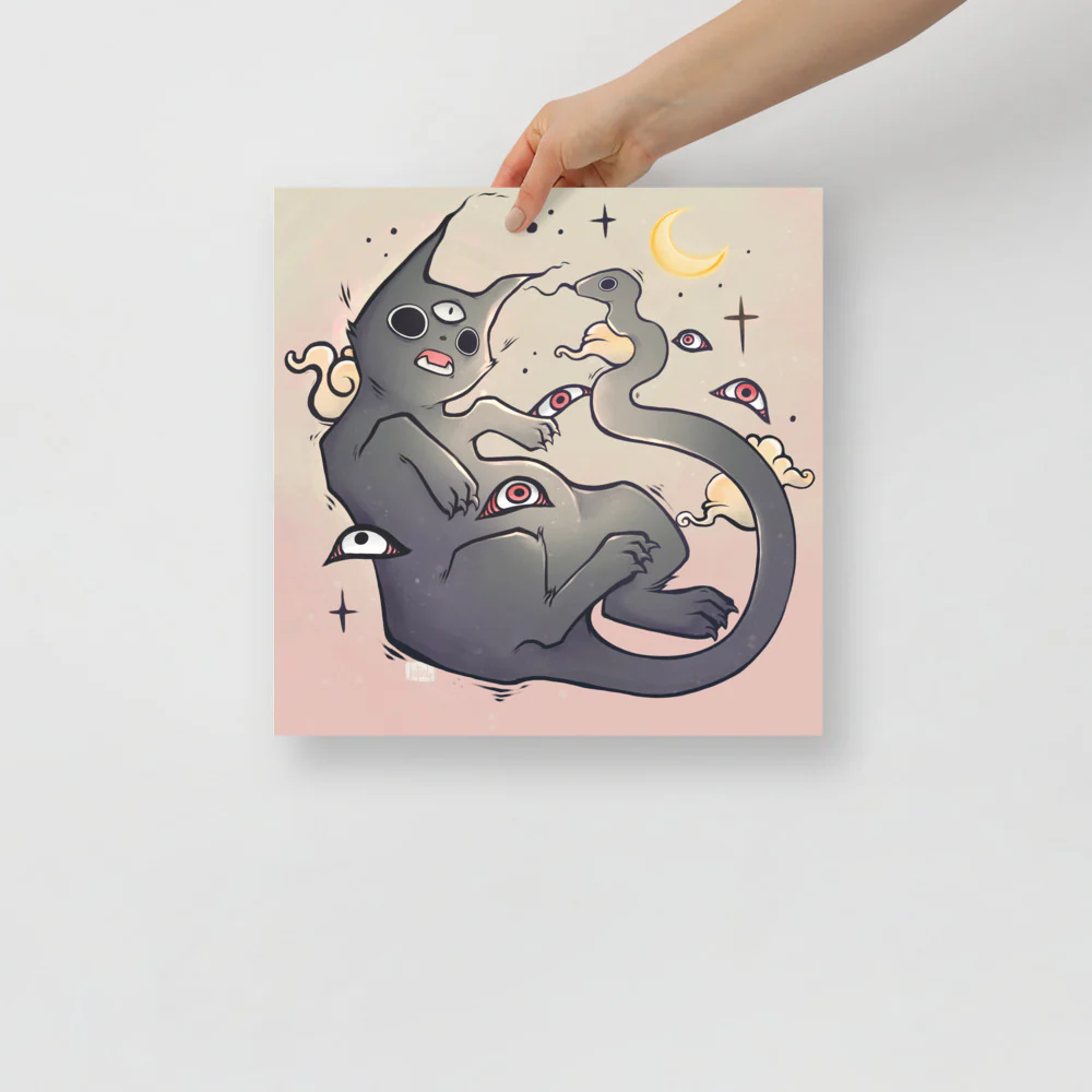 Cat With Snake Tail, Matte Art Print Poster - Image 17