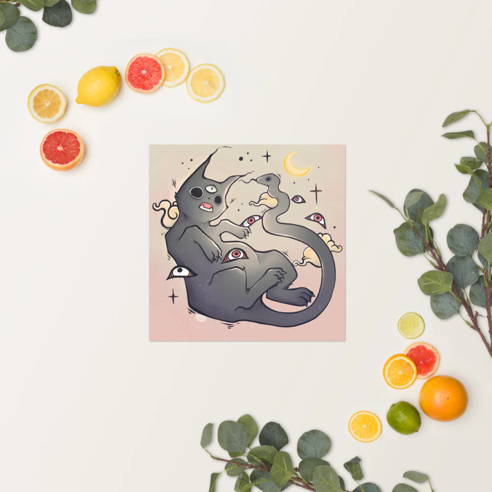 Cat With Snake Tail, Matte Art Print Poster - Image 19