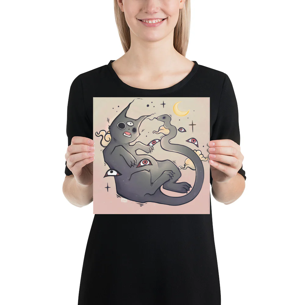 Cat With Snake Tail, Matte Art Print Poster - Image 2