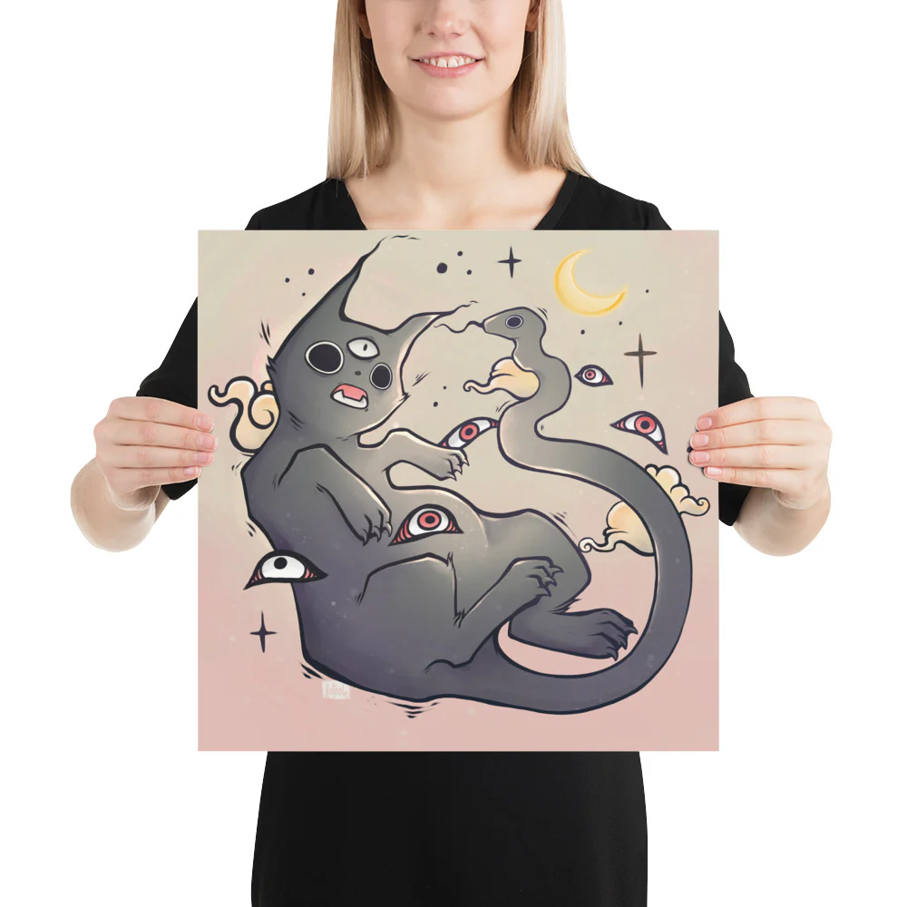 Cat With Snake Tail, Matte Art Print Poster - Image 22