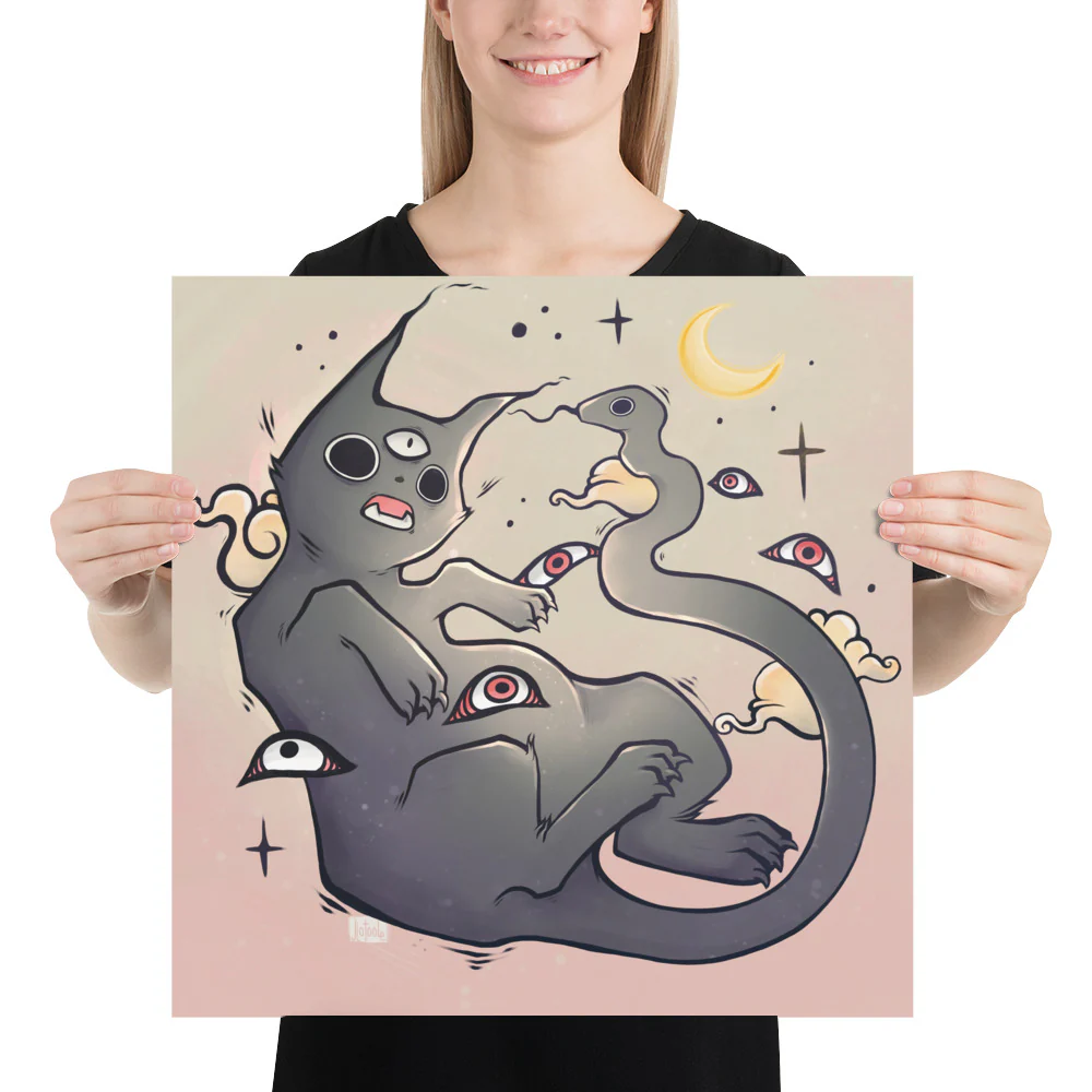 Cat With Snake Tail, Matte Art Print Poster - Image 23