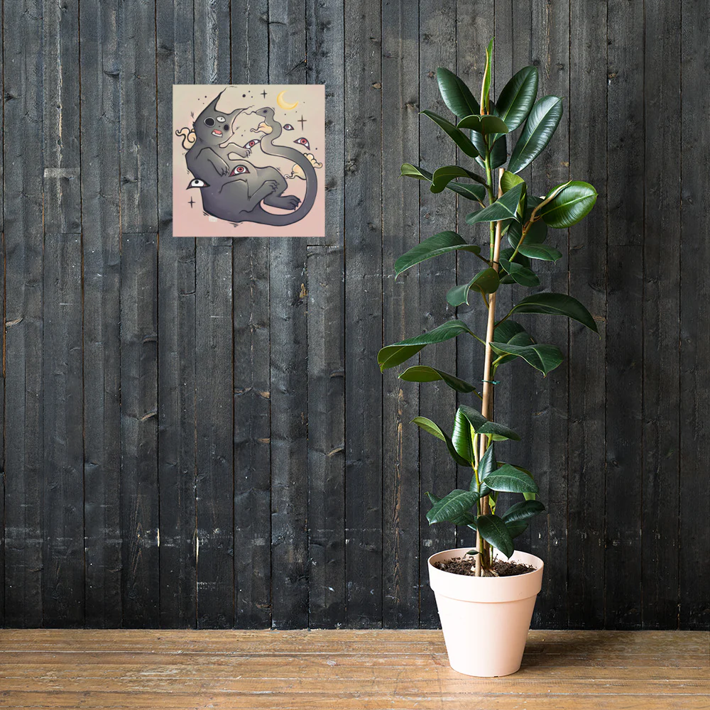 Cat With Snake Tail, Matte Art Print Poster - Image 24