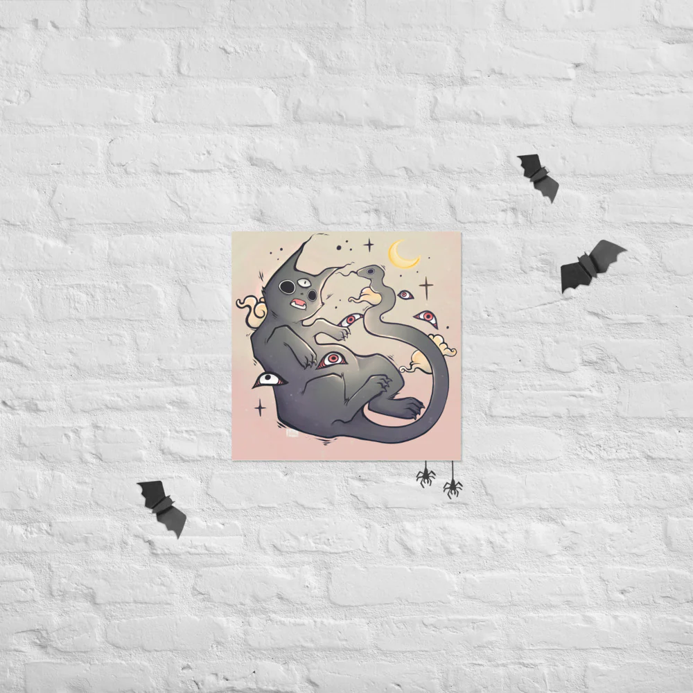 Cat With Snake Tail, Matte Art Print Poster - Image 25