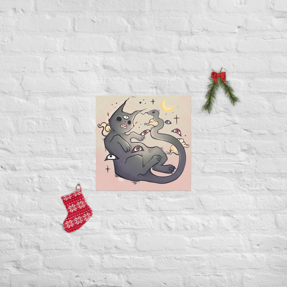 Cat With Snake Tail, Matte Art Print Poster - Image 26
