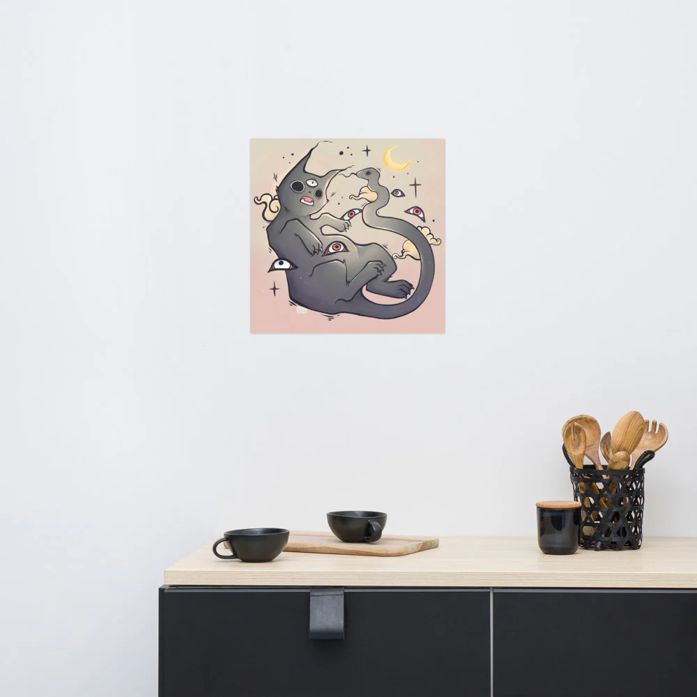 Cat With Snake Tail, Matte Art Print Poster - Image 28