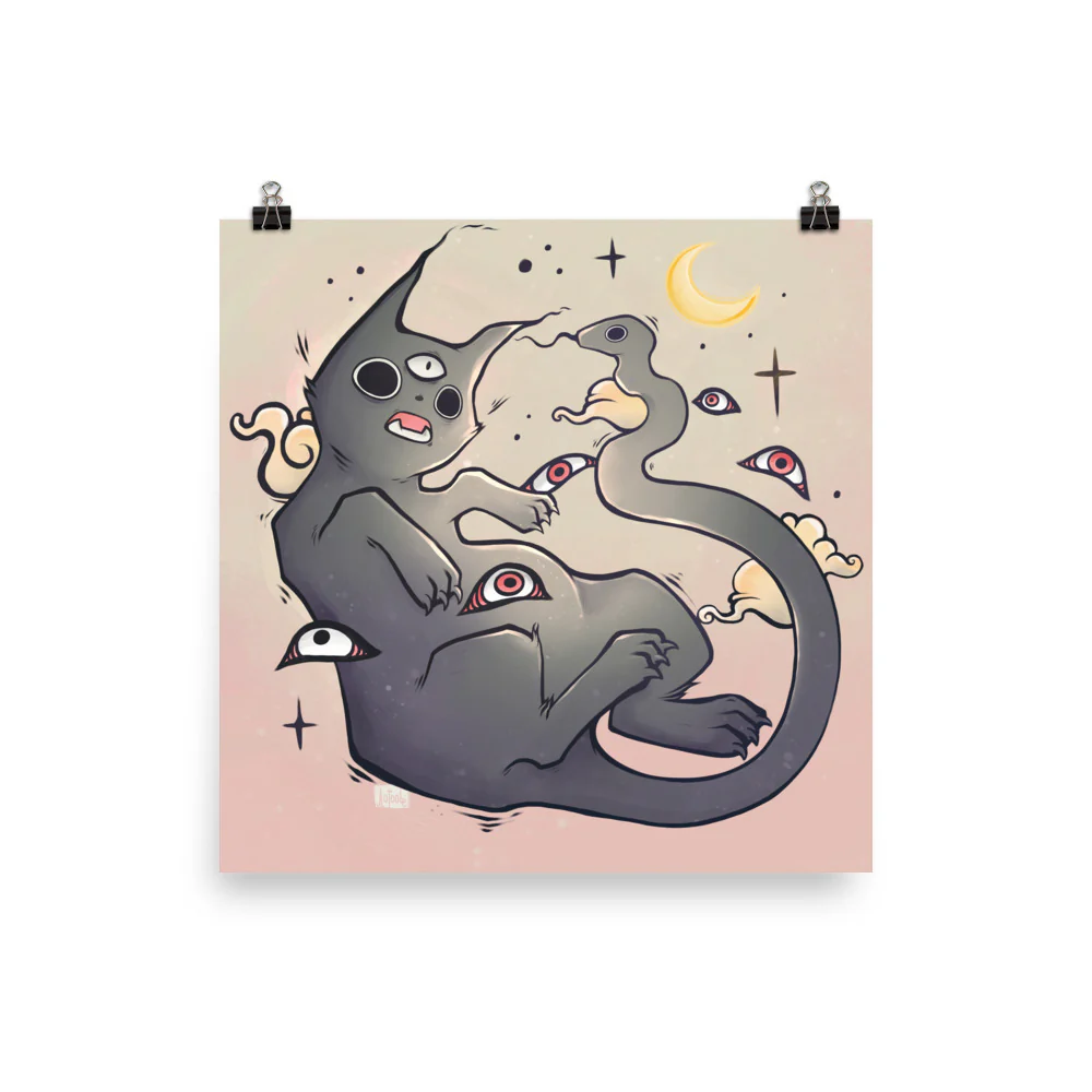 Cat With Snake Tail, Matte Art Print Poster - Image 3