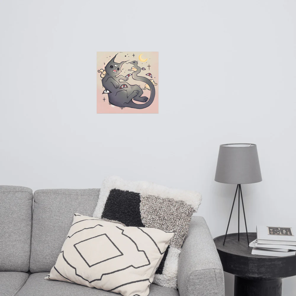 Cat With Snake Tail, Matte Art Print Poster - Image 30