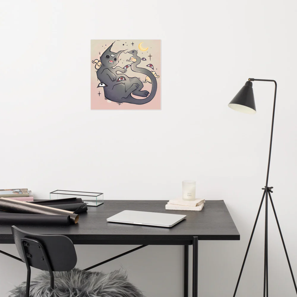 Cat With Snake Tail, Matte Art Print Poster - Image 31
