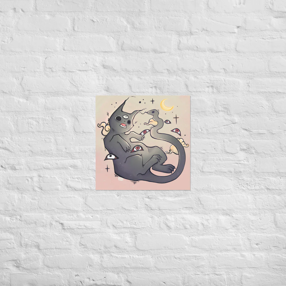 Cat With Snake Tail, Matte Art Print Poster - Image 32