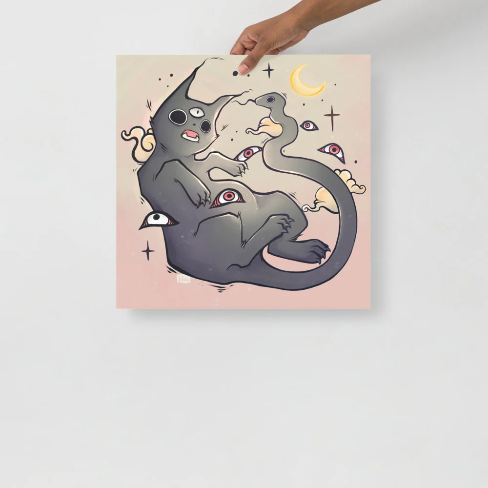 Cat With Snake Tail, Matte Art Print Poster - Image 33