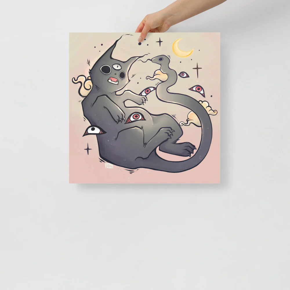 Cat With Snake Tail, Matte Art Print Poster - Image 34