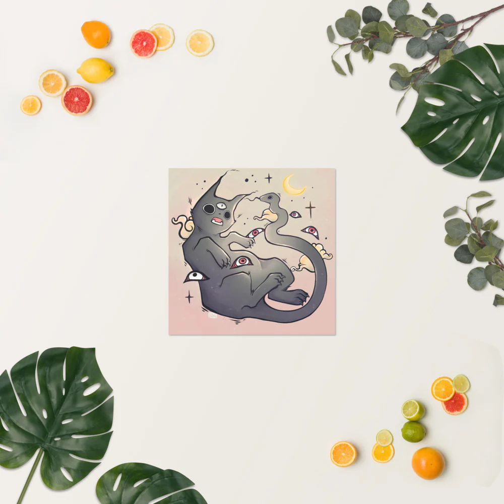 Cat With Snake Tail, Matte Art Print Poster - Image 36