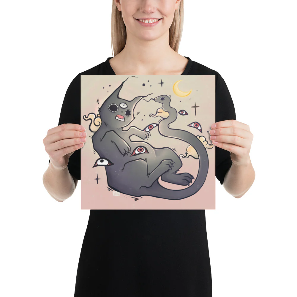 Cat With Snake Tail, Matte Art Print Poster - Image 5
