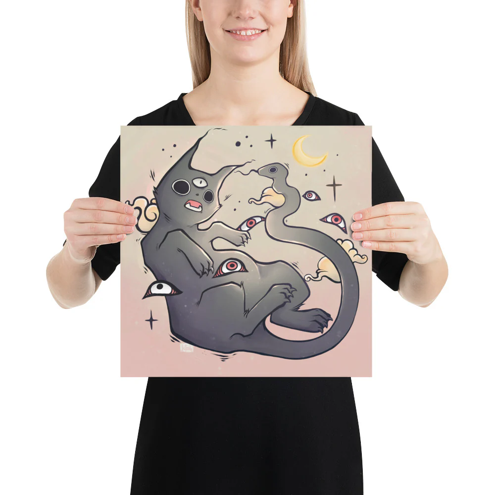Cat With Snake Tail, Matte Art Print Poster - Image 6
