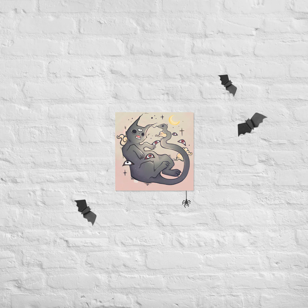 Cat With Snake Tail, Matte Art Print Poster - Image 8