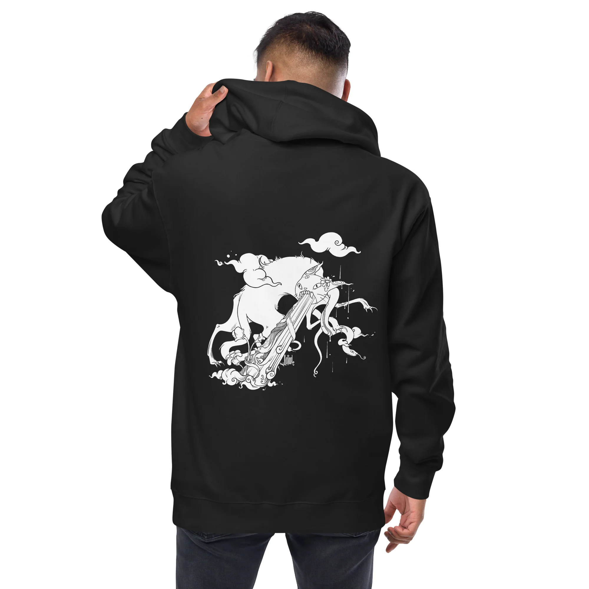 Cat With Snake, Unisex Fleece Zip-Up Hoodie - Image 2