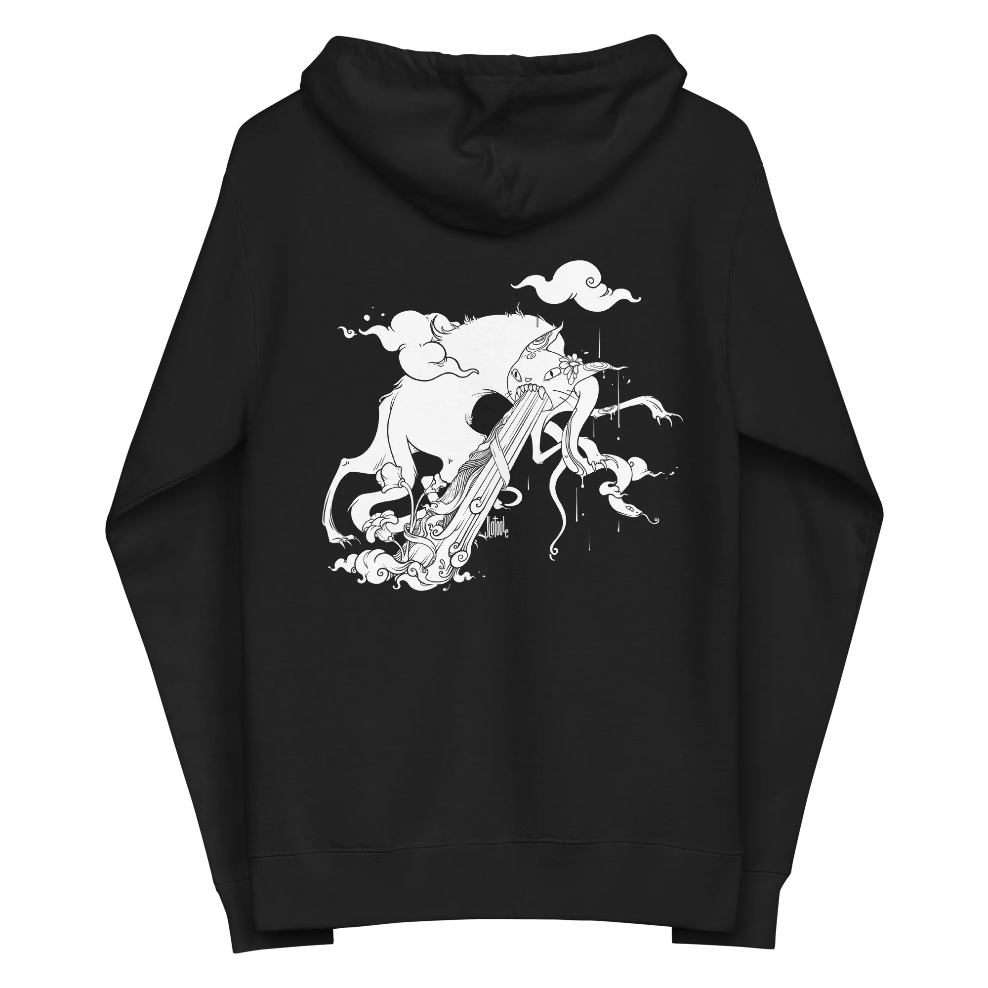 Cat With Snake, Unisex Fleece Zip-Up Hoodie - Image 4