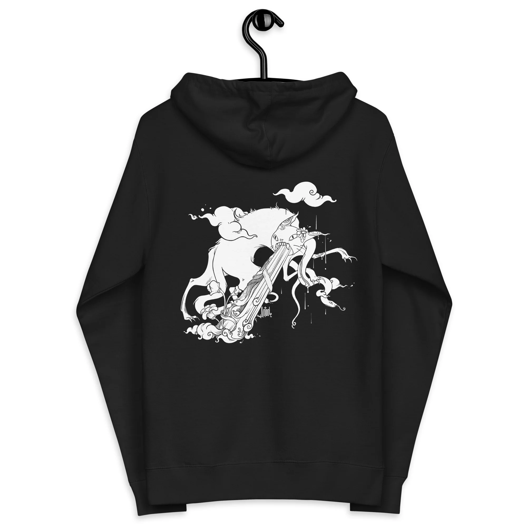 Cat With Snake, Unisex Fleece Zip-Up Hoodie - Image 5