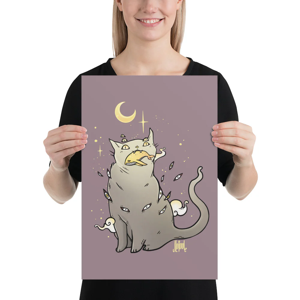 Cat With Whale, Matte Art Print Poster - Image 5