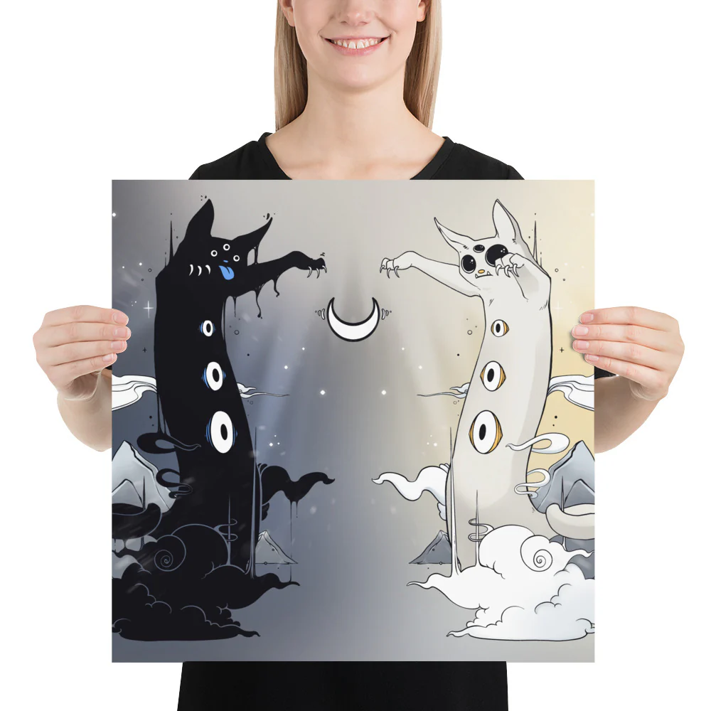 Cat Battle, Matte Art Print Poster - Image 2