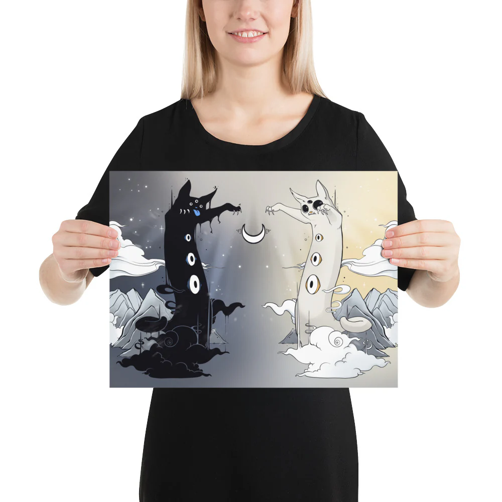 Cat Battle, Matte Art Print Poster - Image 3