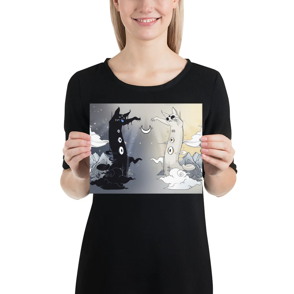Cat Battle, Matte Art Print Poster - Image 8