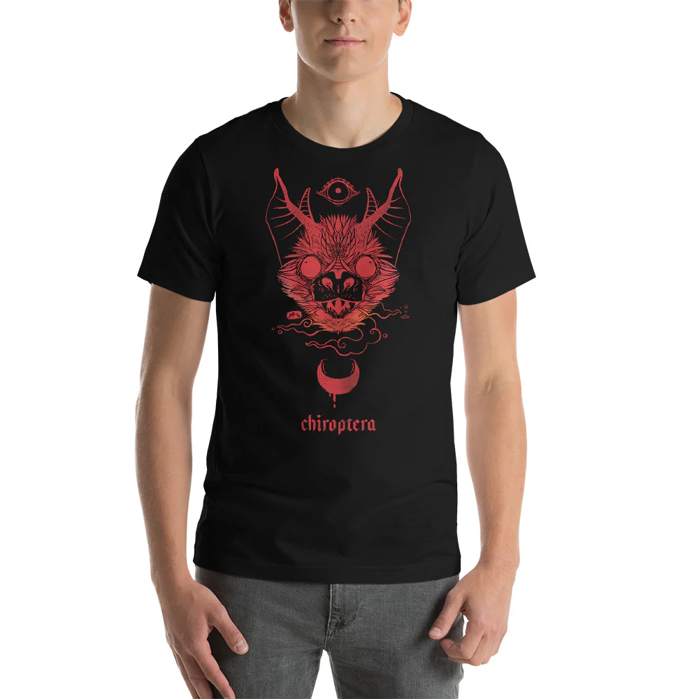 Chiroptera Bat, Unisex T-Shirt, Black - Image 3