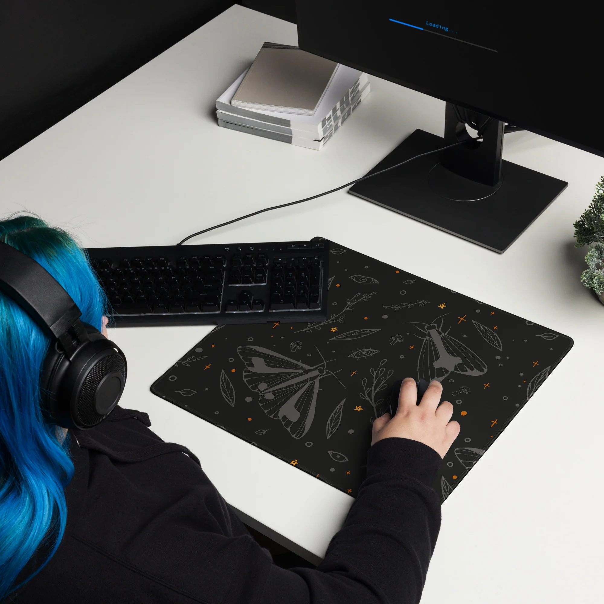 Clymene Moth, Dark, Gaming Mouse Pad - Image 5