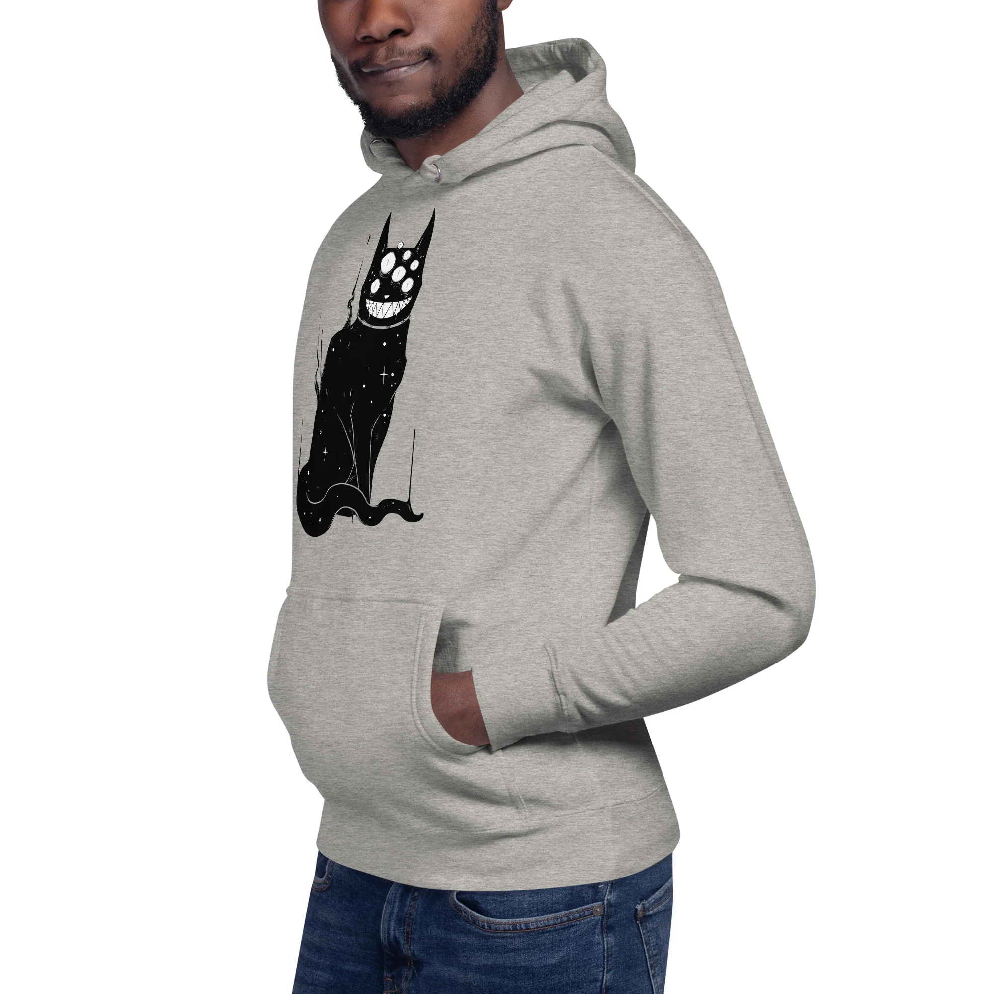 Creepy Cute Black Cat, Unisex Hoodie - Image 5