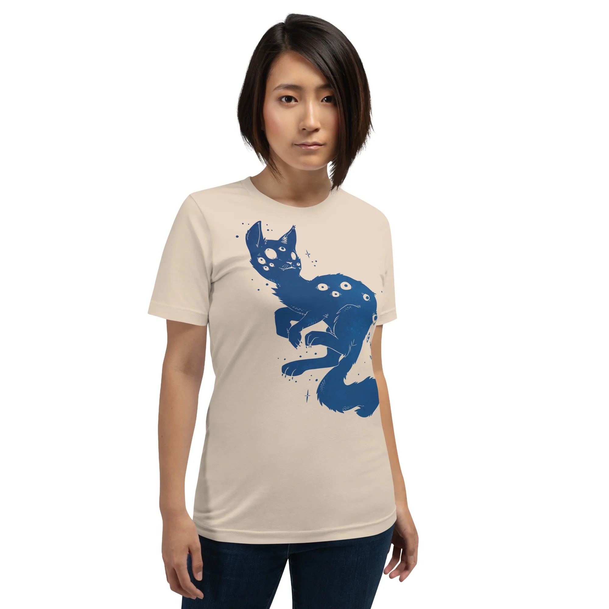 Creepy Cute Cat, Unisex T-Shirt - Image 6