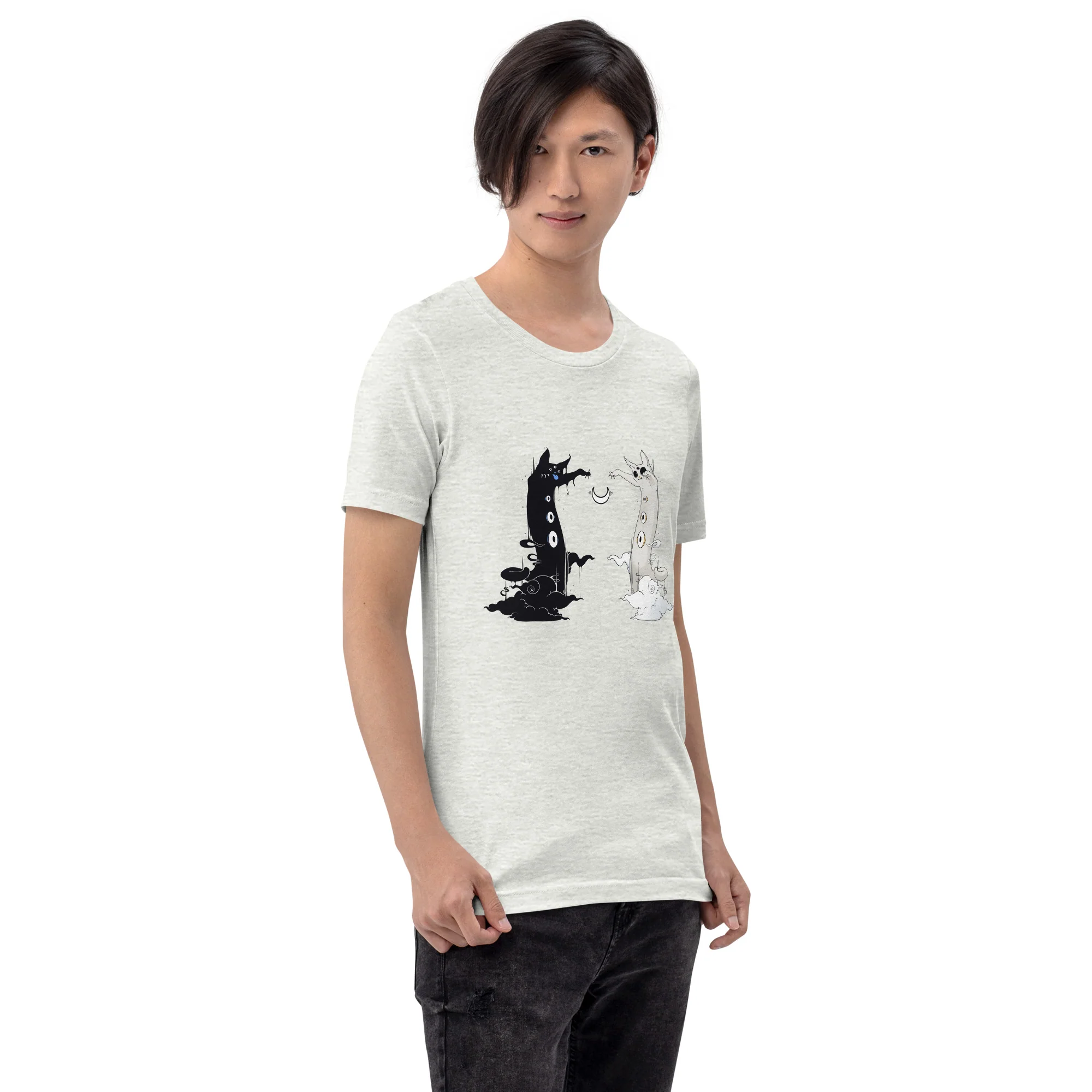 Dark And Light Cats, Unisex T-Shirt - Image 3