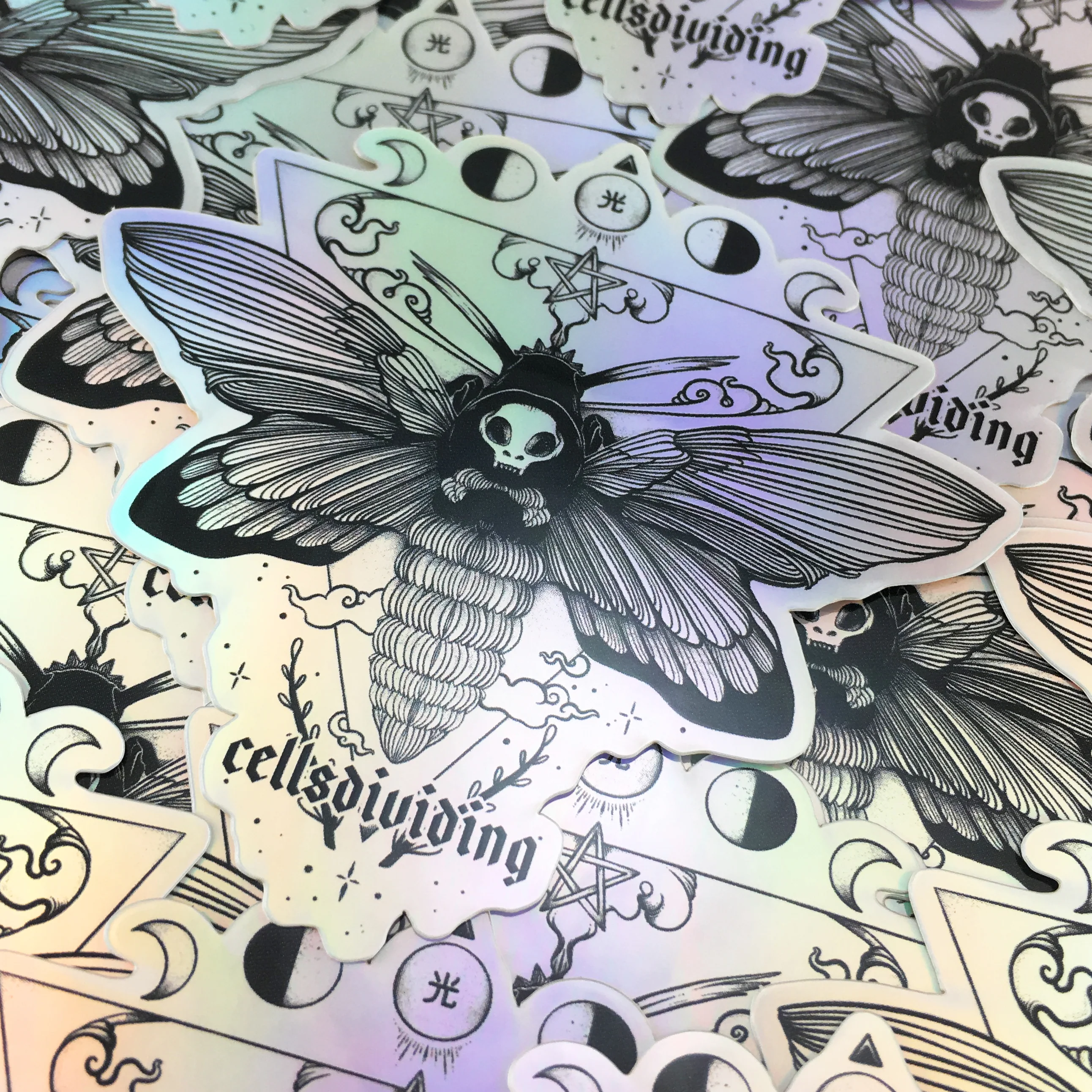 Death Head Moth, Holographic Sticker - Image 4