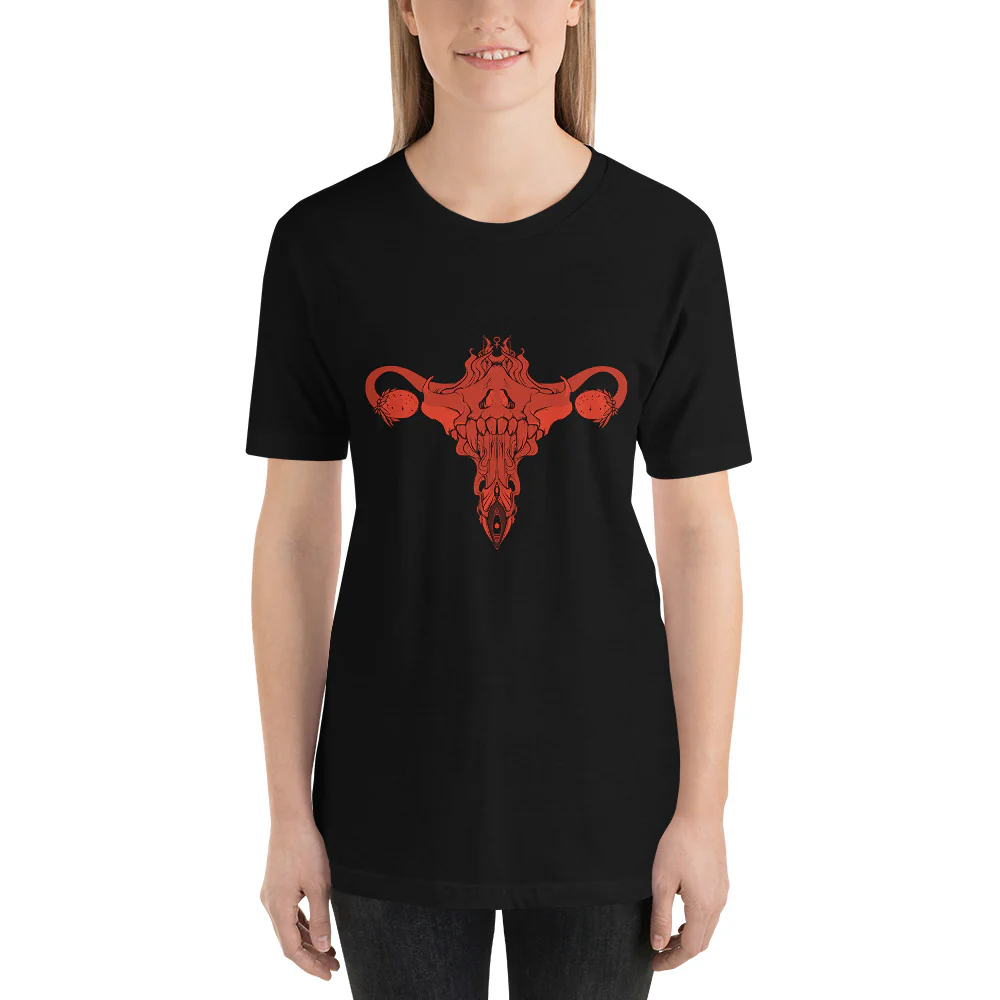 Death Metal Uterus, Unisex T-Shirt, Black - Image 3
