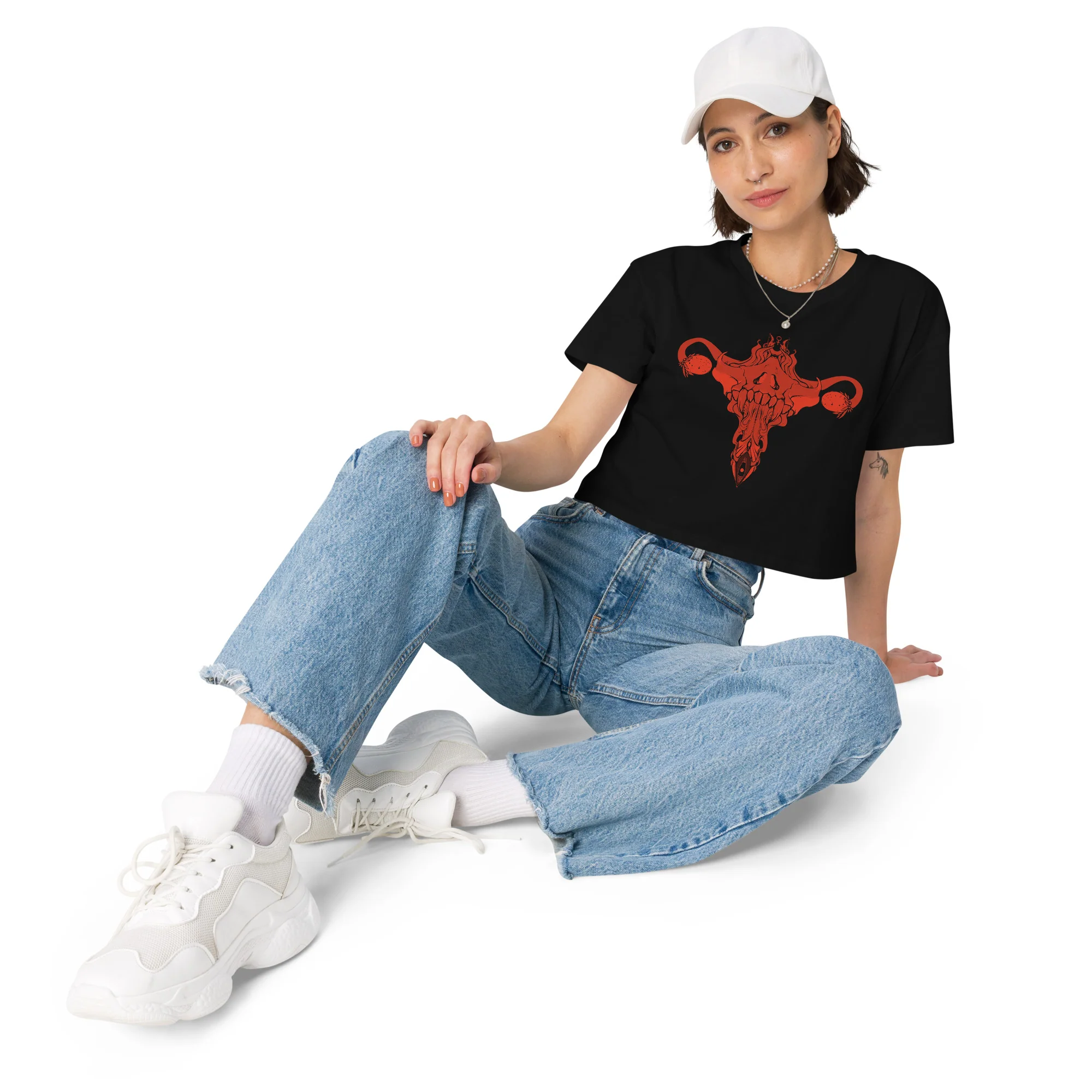 Death Metal Uterus, Relaxed Crop Top - Image 7