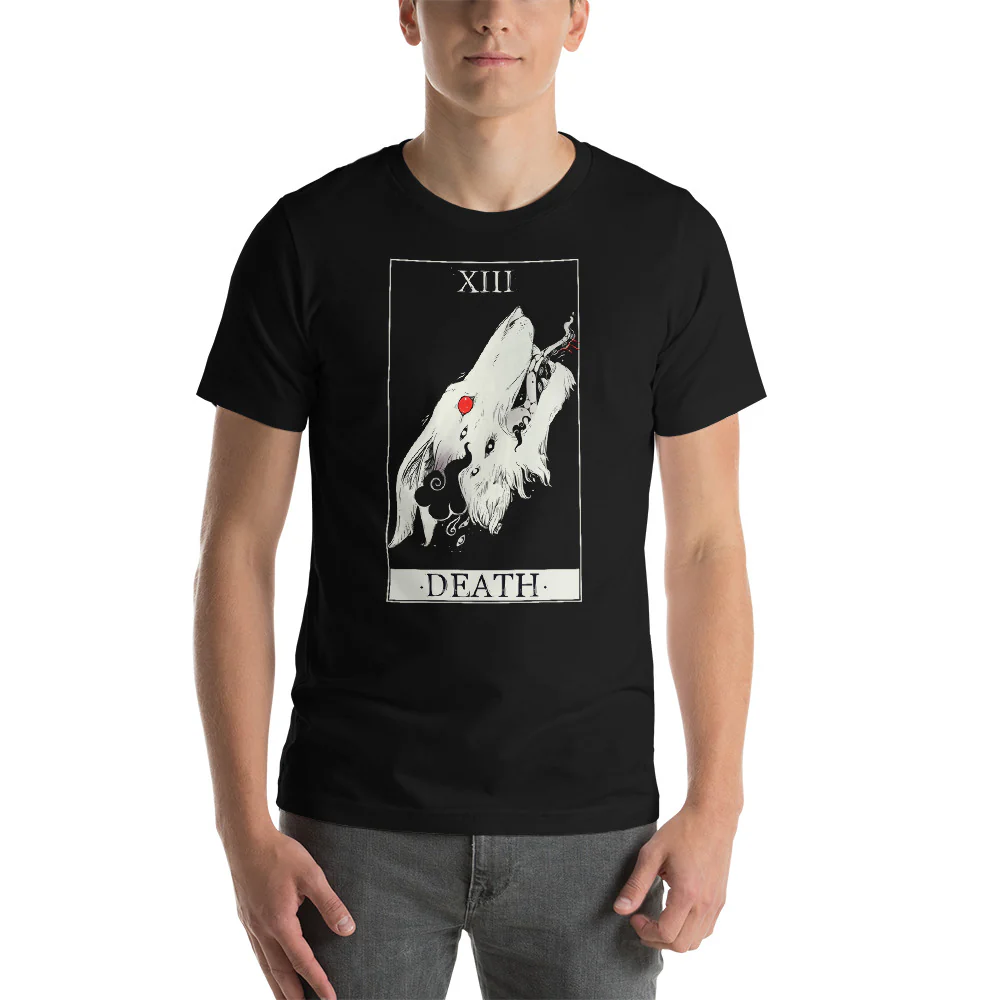Wolf Death Tarot Card, Unisex T-Shirt, Black - Image 3
