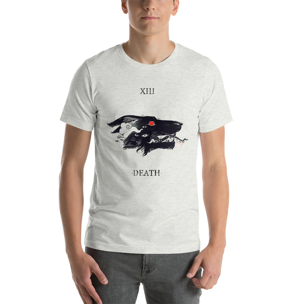 Wolf Death Tarot Card, Unisex T-Shirt, Ash - Image 3