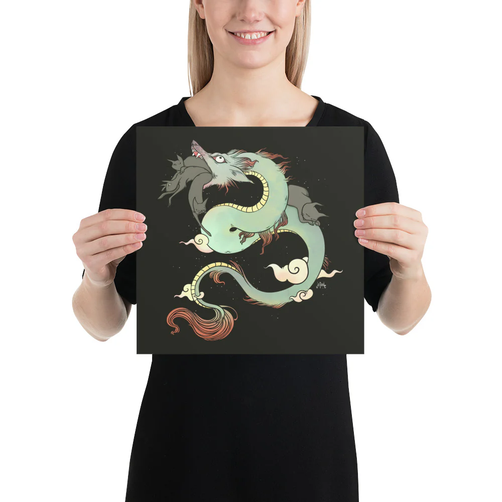 Dragon With Cats, Matte Art Print Poster - Image 5